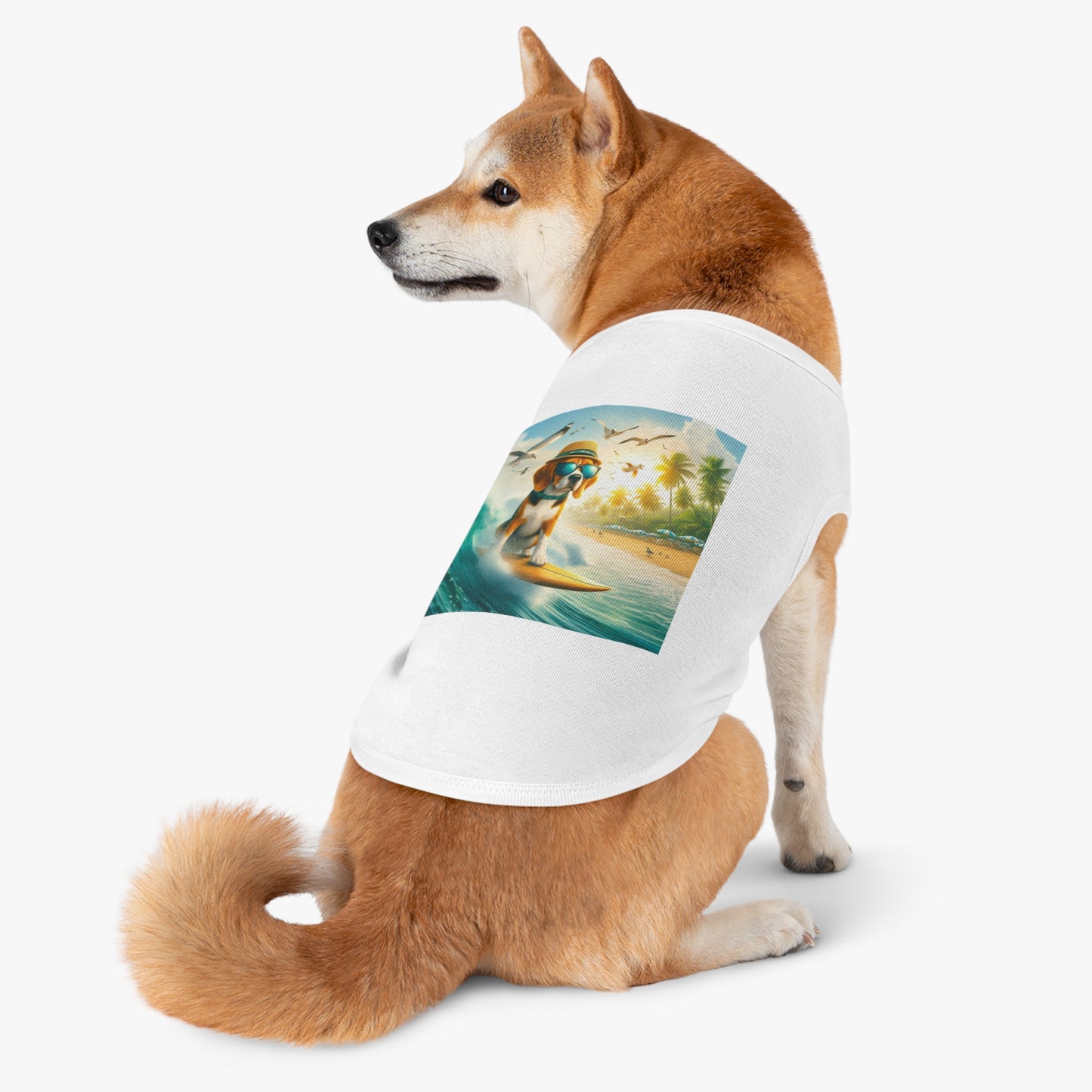 Pet Tank Top Beagle Surfer Dog Pets Printify   