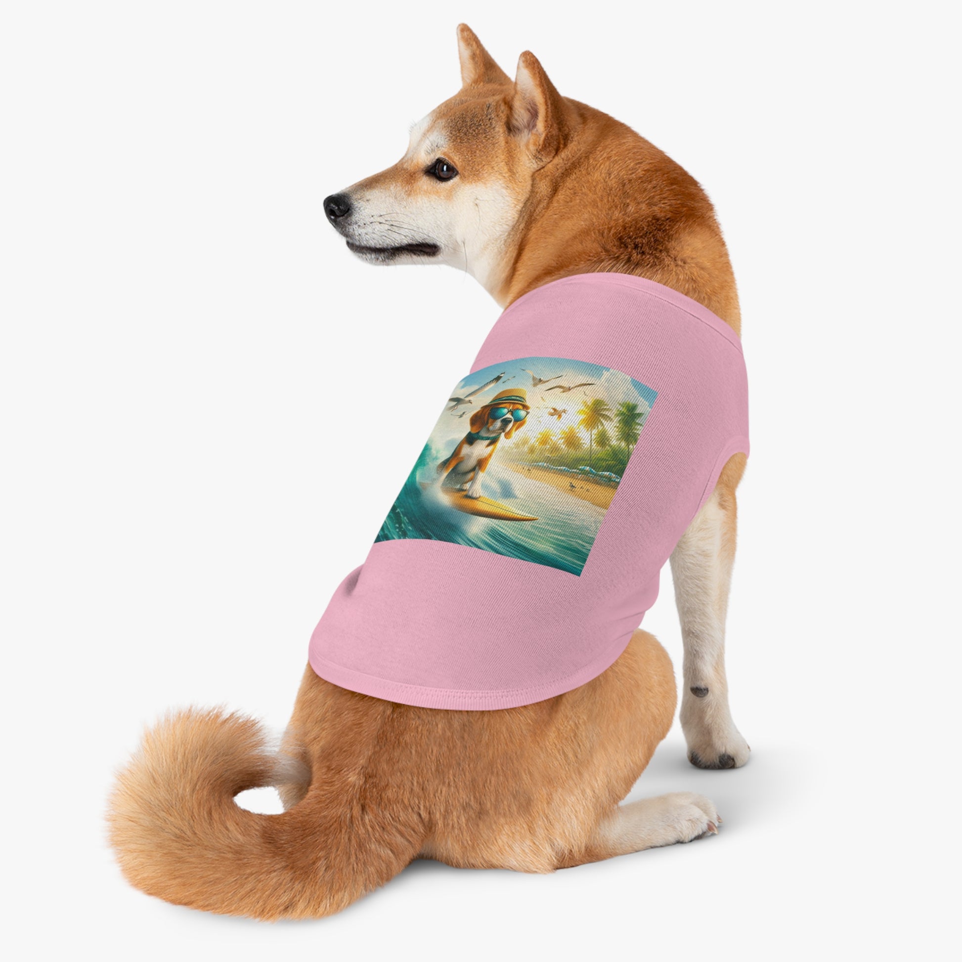 Pet Tank Top Beagle Surfer Dog Pets Printify   