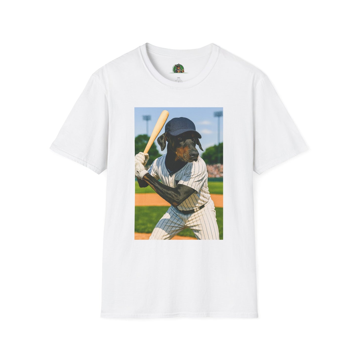 Baseball Doberman Sports T-Shirt T-Shirt Printify White XS