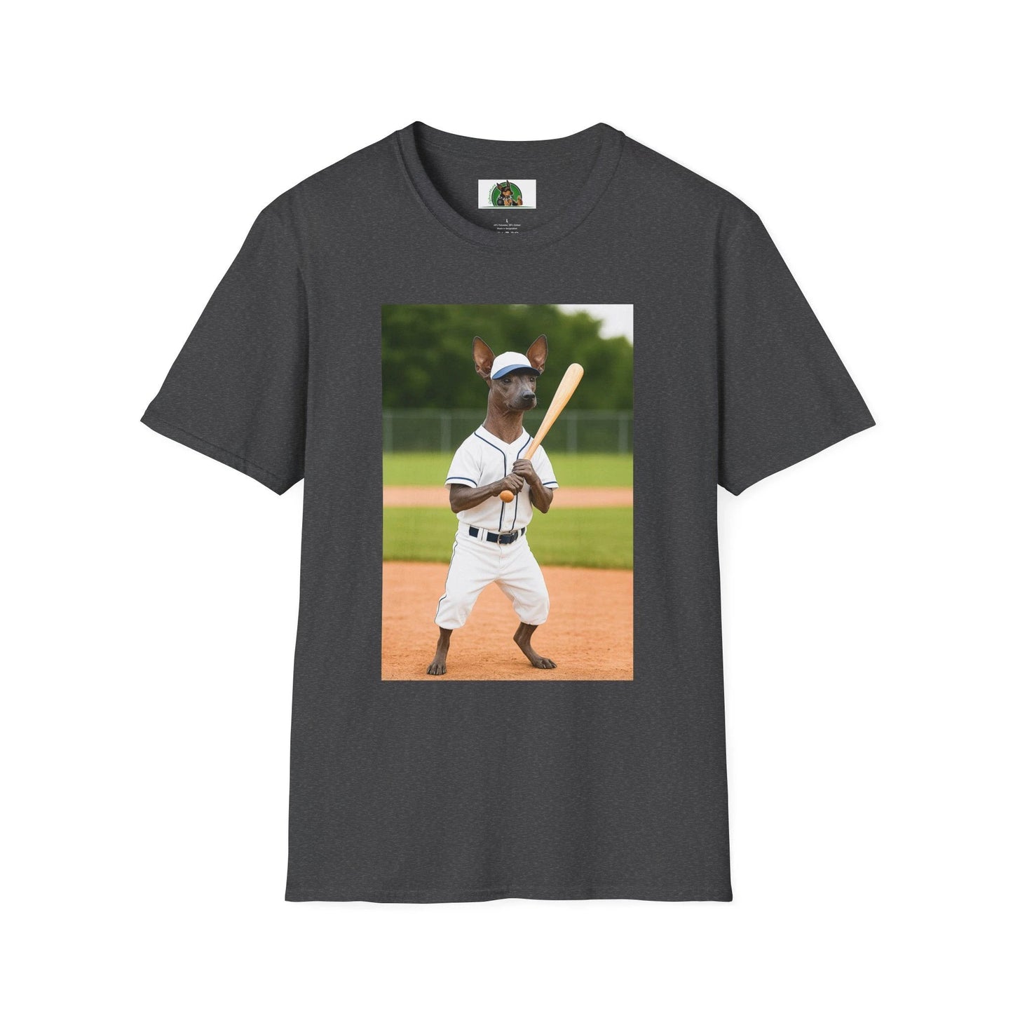 Mexican Hairless Dog Baseball Tee — Dog Lover Sports T-Shirt T-Shirt Printify Dark Heather S