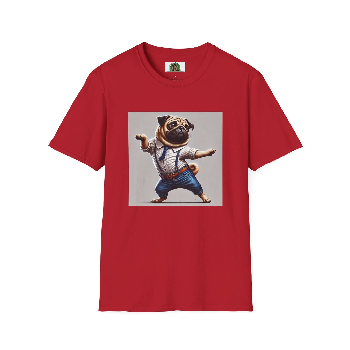 Dancing Pug T-Shirt T-Shirt Printify S Cherry Red