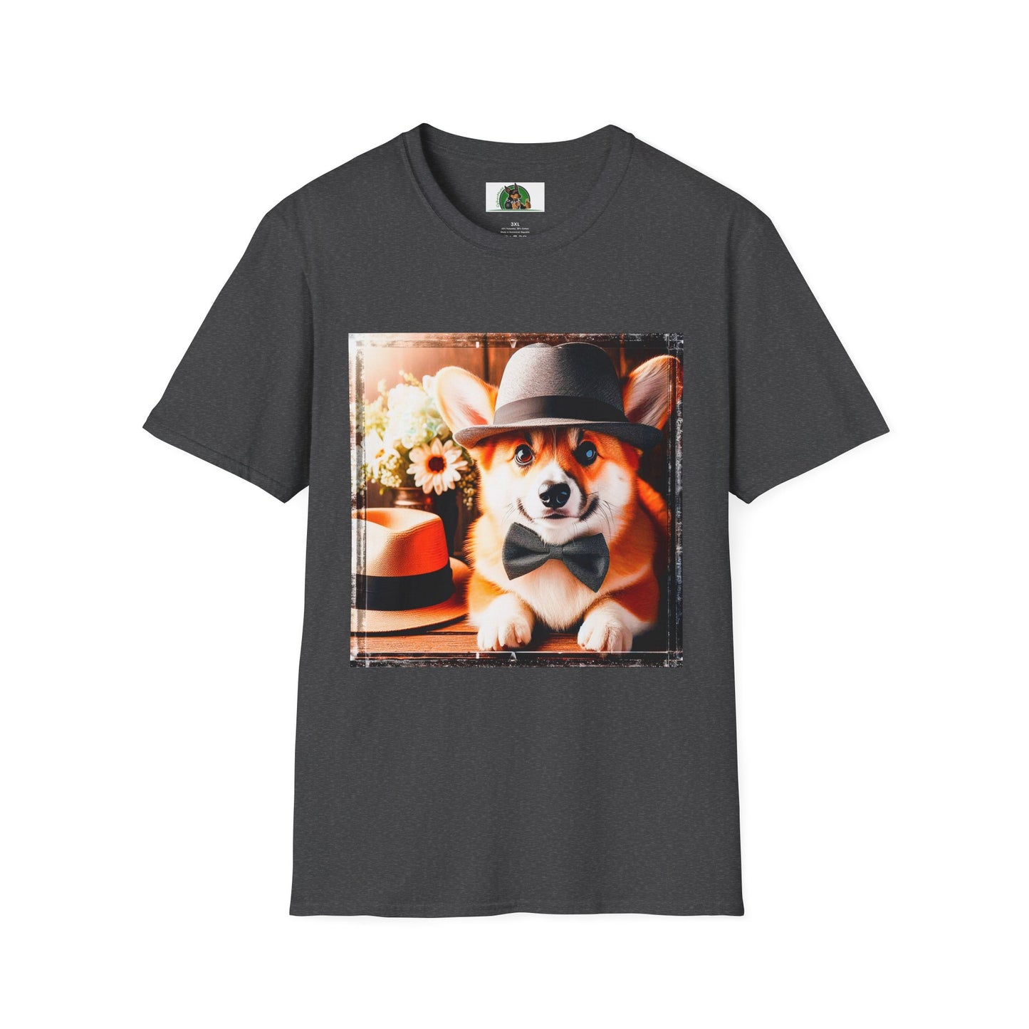 Pembroke Welsh Corgi top hat shirt T-Shirt Printify XS Dark Heather