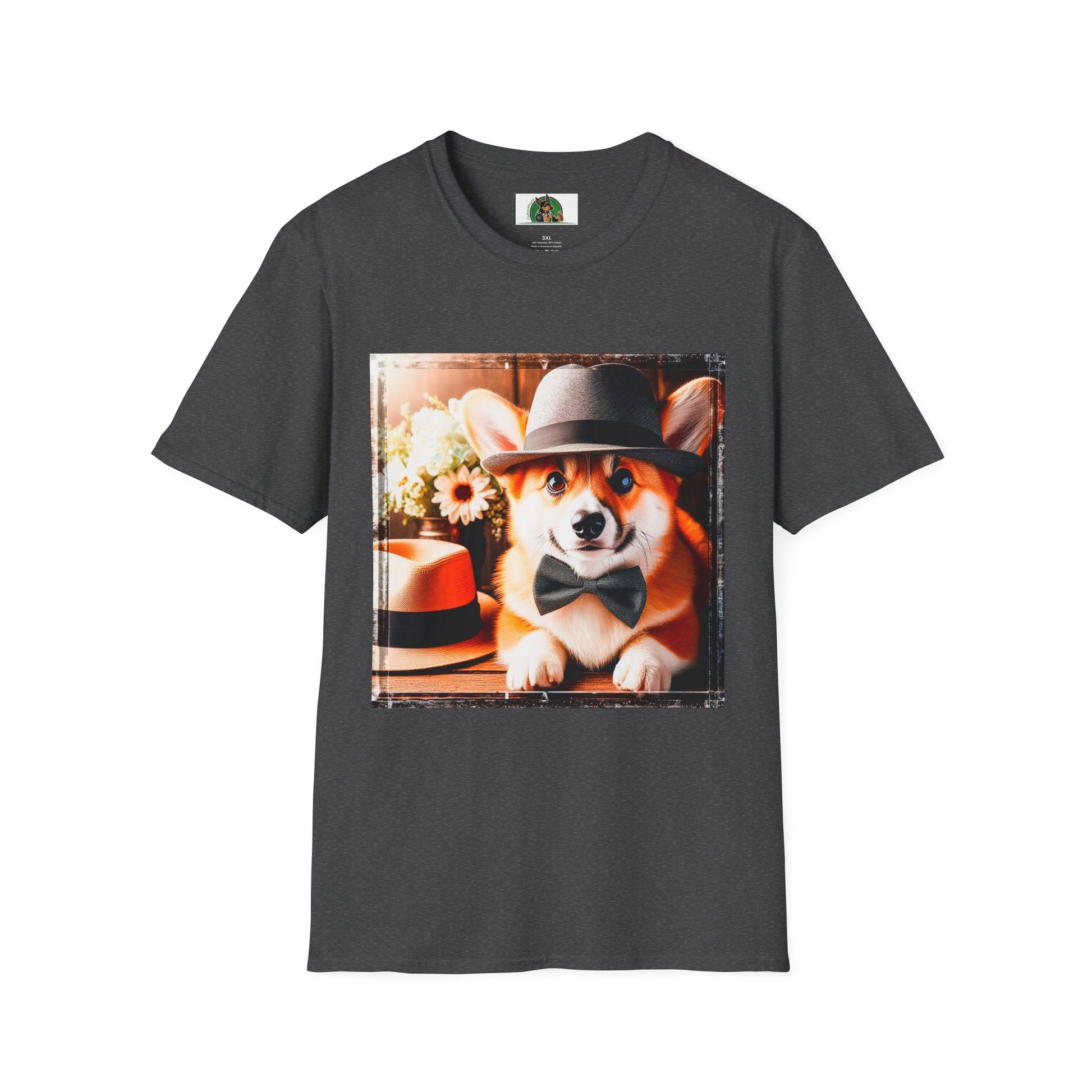 Pembroke Welsh Corgi top hat shirt T-Shirt Printify XS Dark Heather