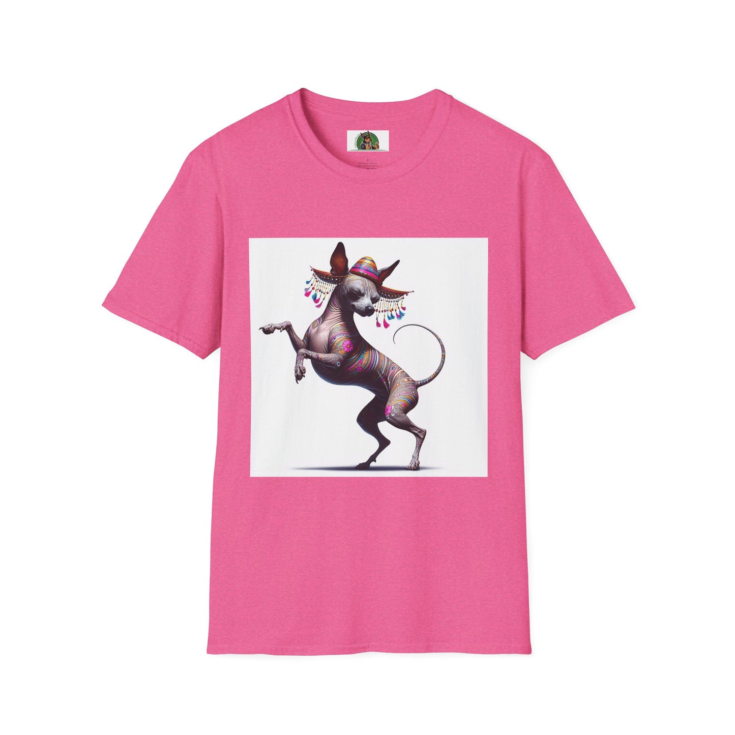 Mexican Hairless Dancing Dog T-Shirt T-Shirt Printify S Heather Heliconia