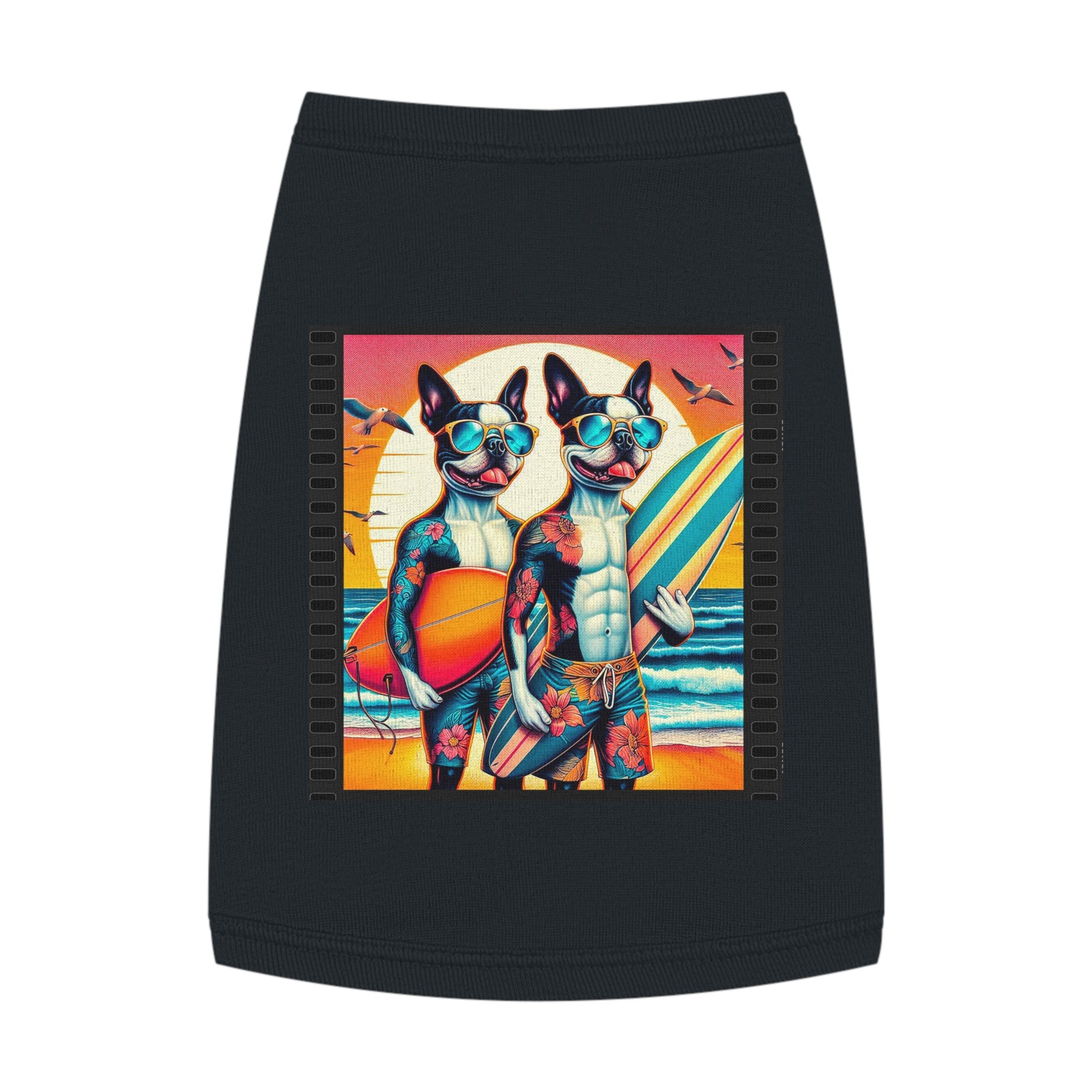 Pet Tank Top Boston Terrier Tattooed Dos Pets Printify M Black 