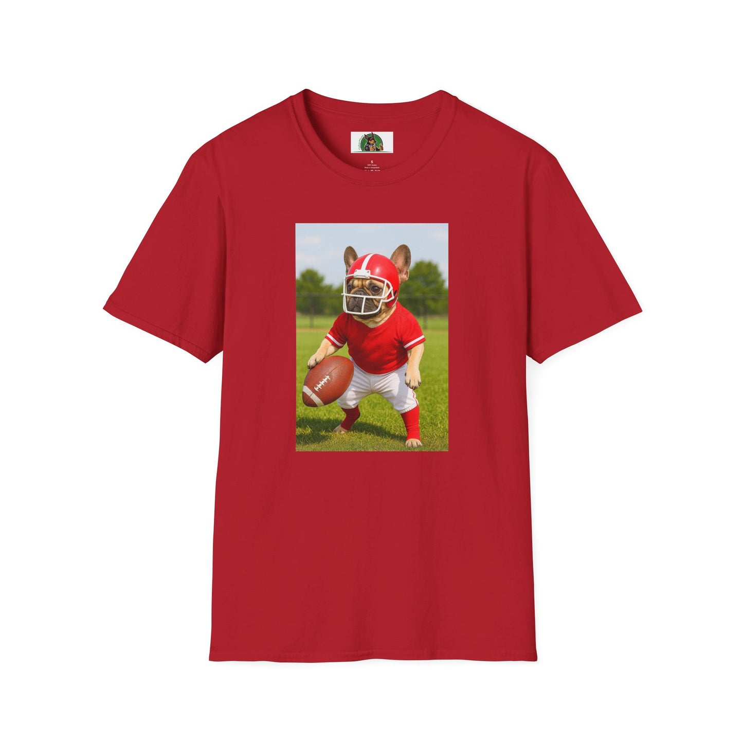 Sports Football French Bulldog T-Shirt T-Shirt Printify Cherry Red S