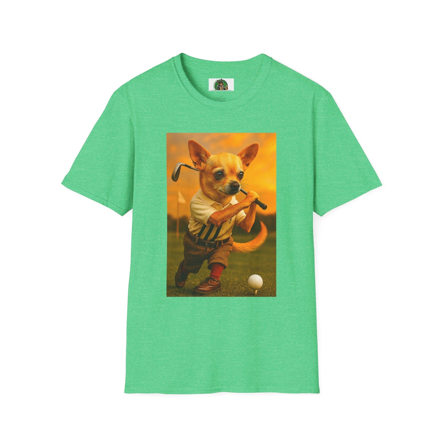 Chihuahua Golf T-Shirt Sports T-Shirt Printify Heather Irish Green S