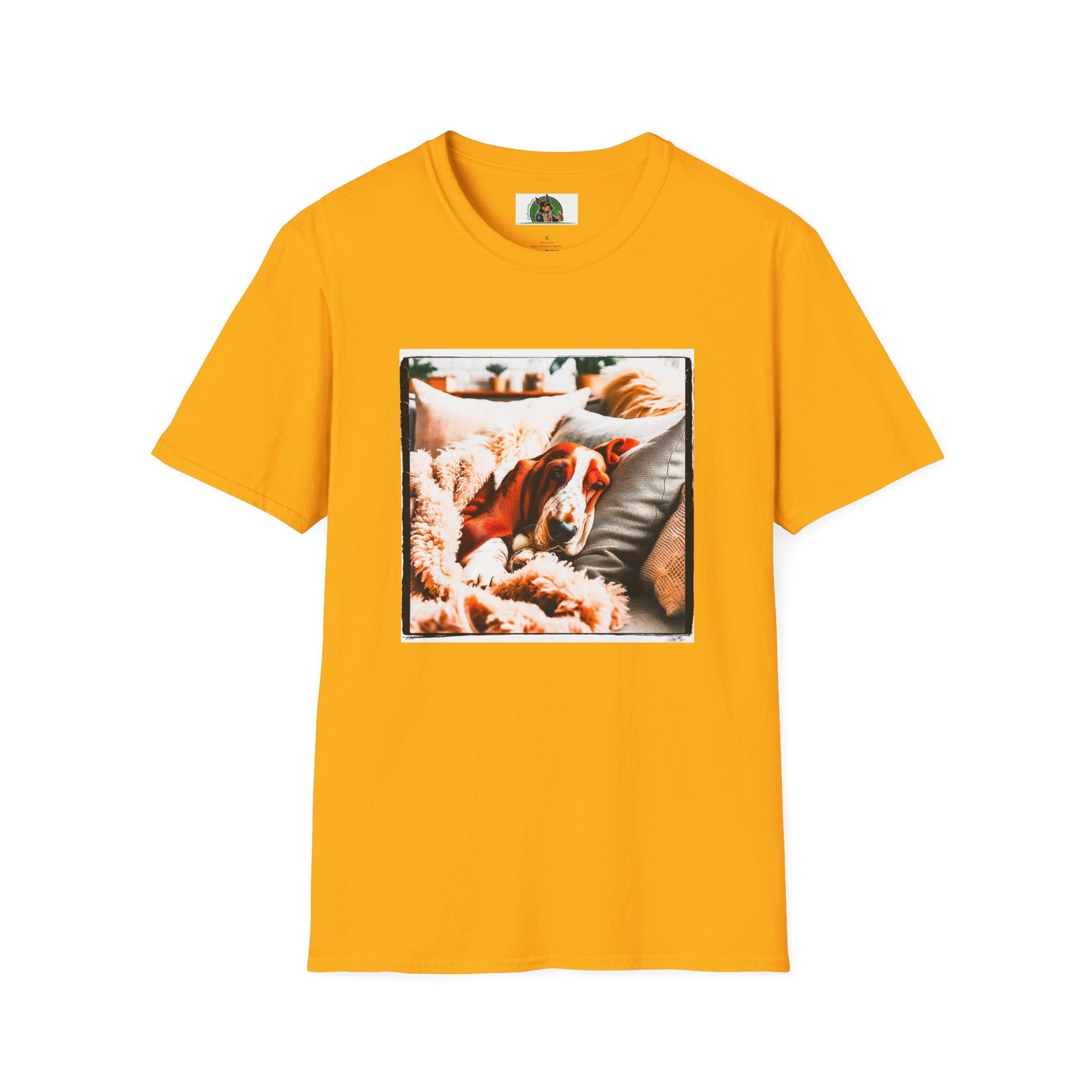 Basset Hound Sleeping In Blanket T-Shirt Printify S Gold