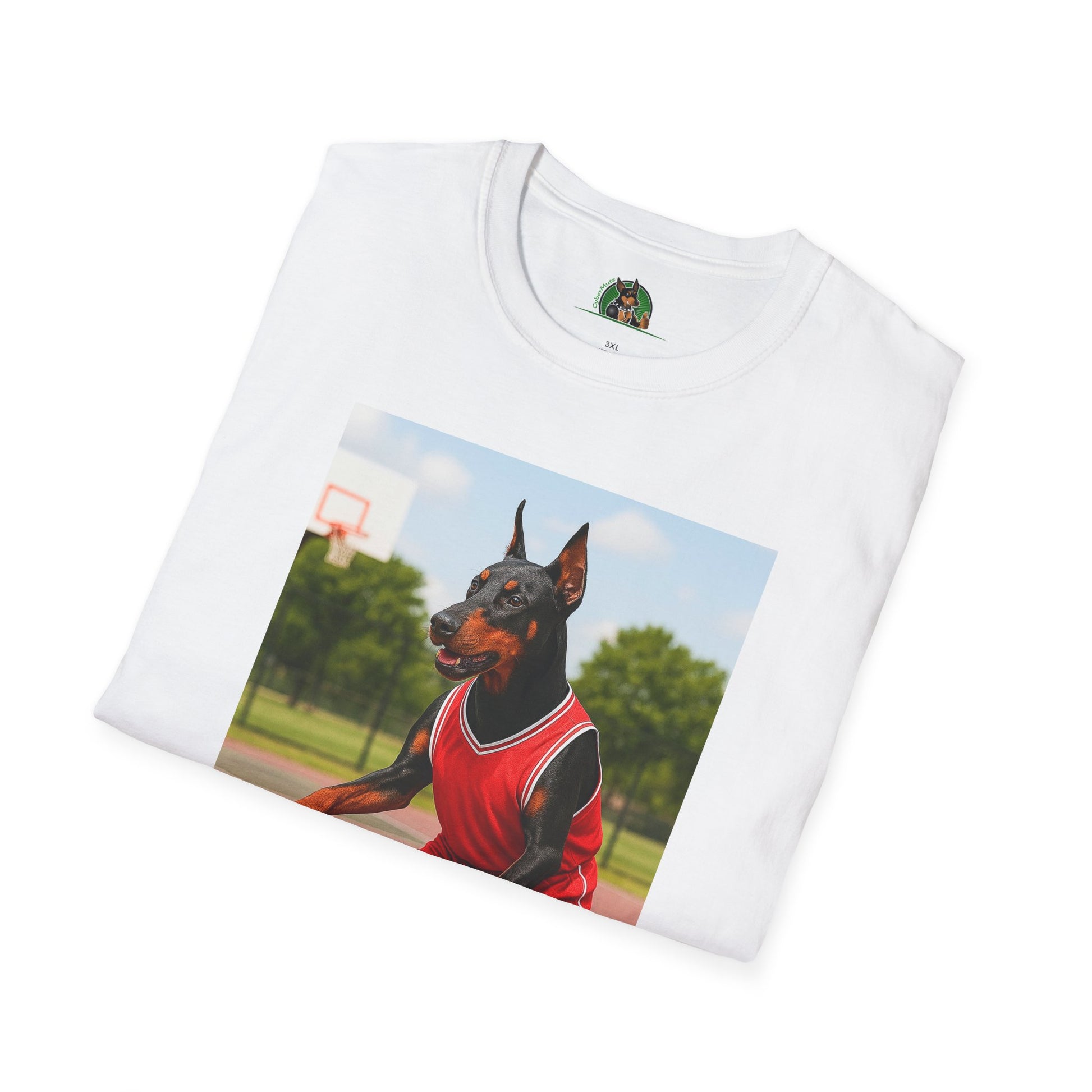 Basketball Doberman Sports T-Shirt T-Shirt Printify