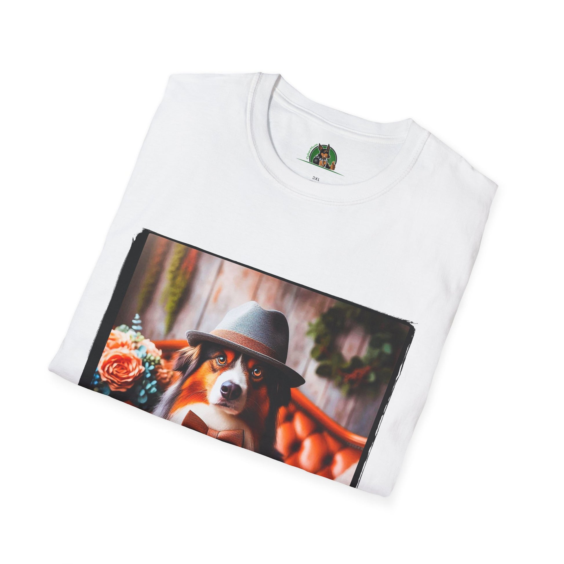 Australian Shepherd With Fedora Hat T-Shirt Printify