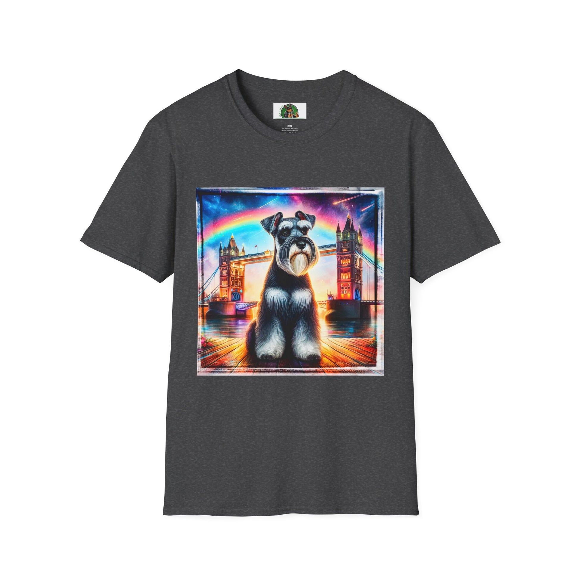 Schnauzer T-Shirt with Miniature Schnauzer Design T-Shirt Printify XS Dark Heather 