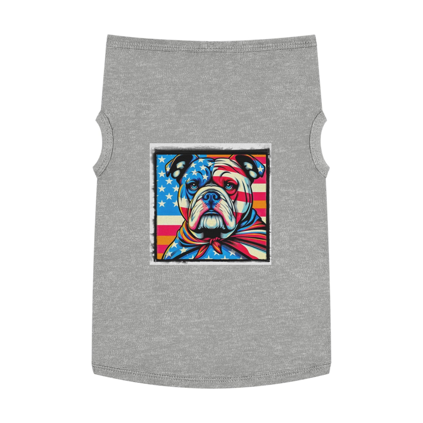 Pet Tank Top Bulldog american flag t shirt Pets Printify XL Heather