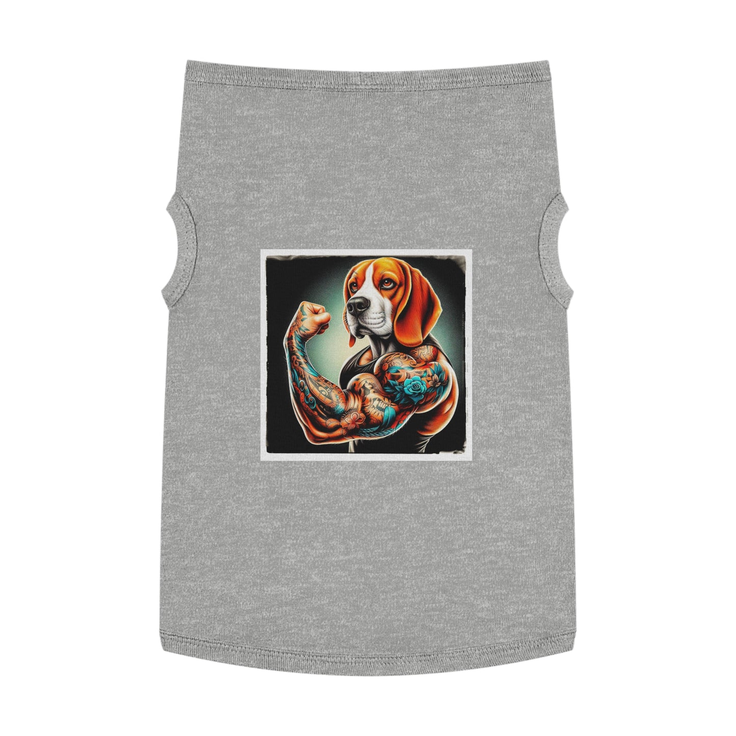 Pet Tank Top Beagle Flexing Pets Printify XL Heather 