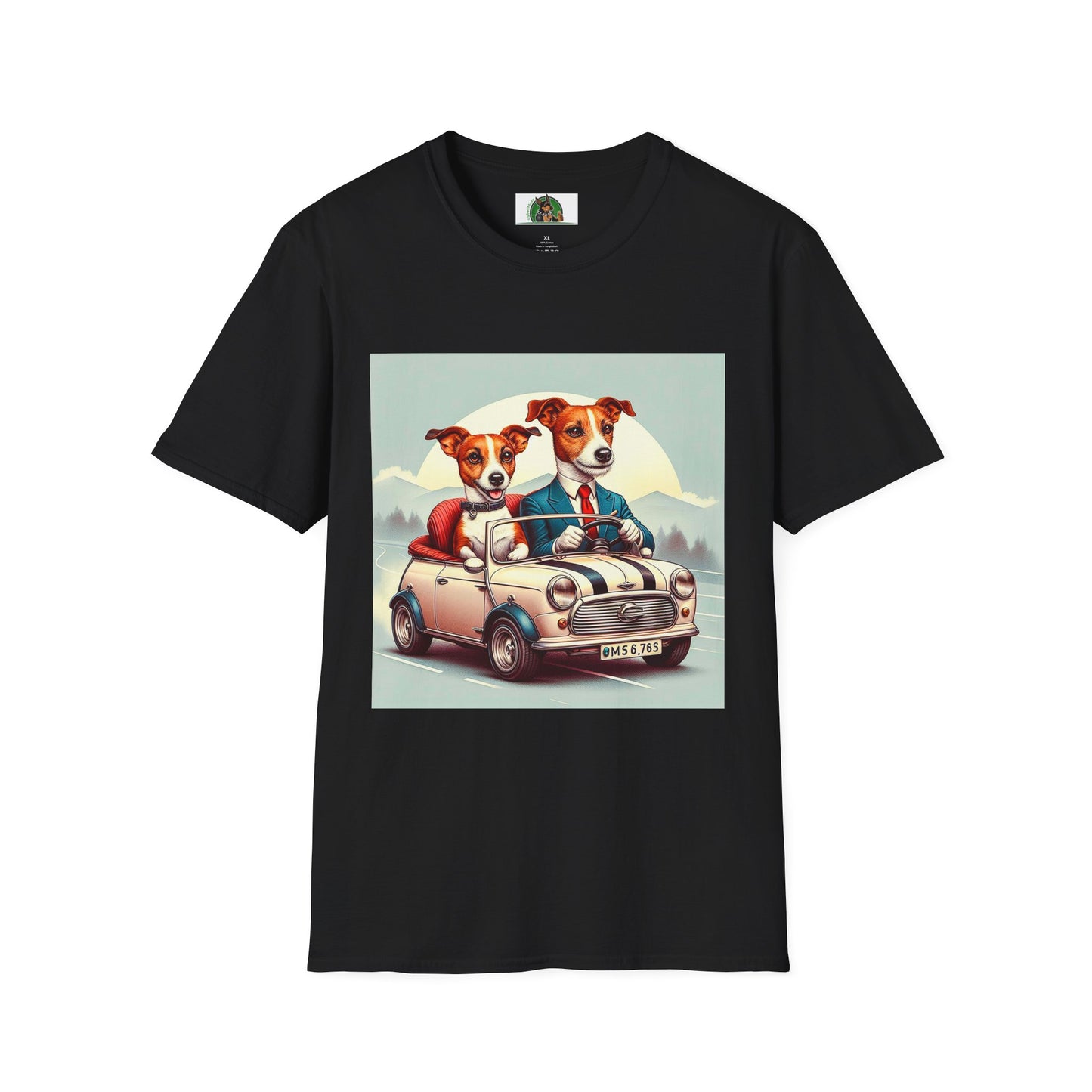 Wacky Jack Russell Husband And Wife In Car T-Shirt Printify S Black
