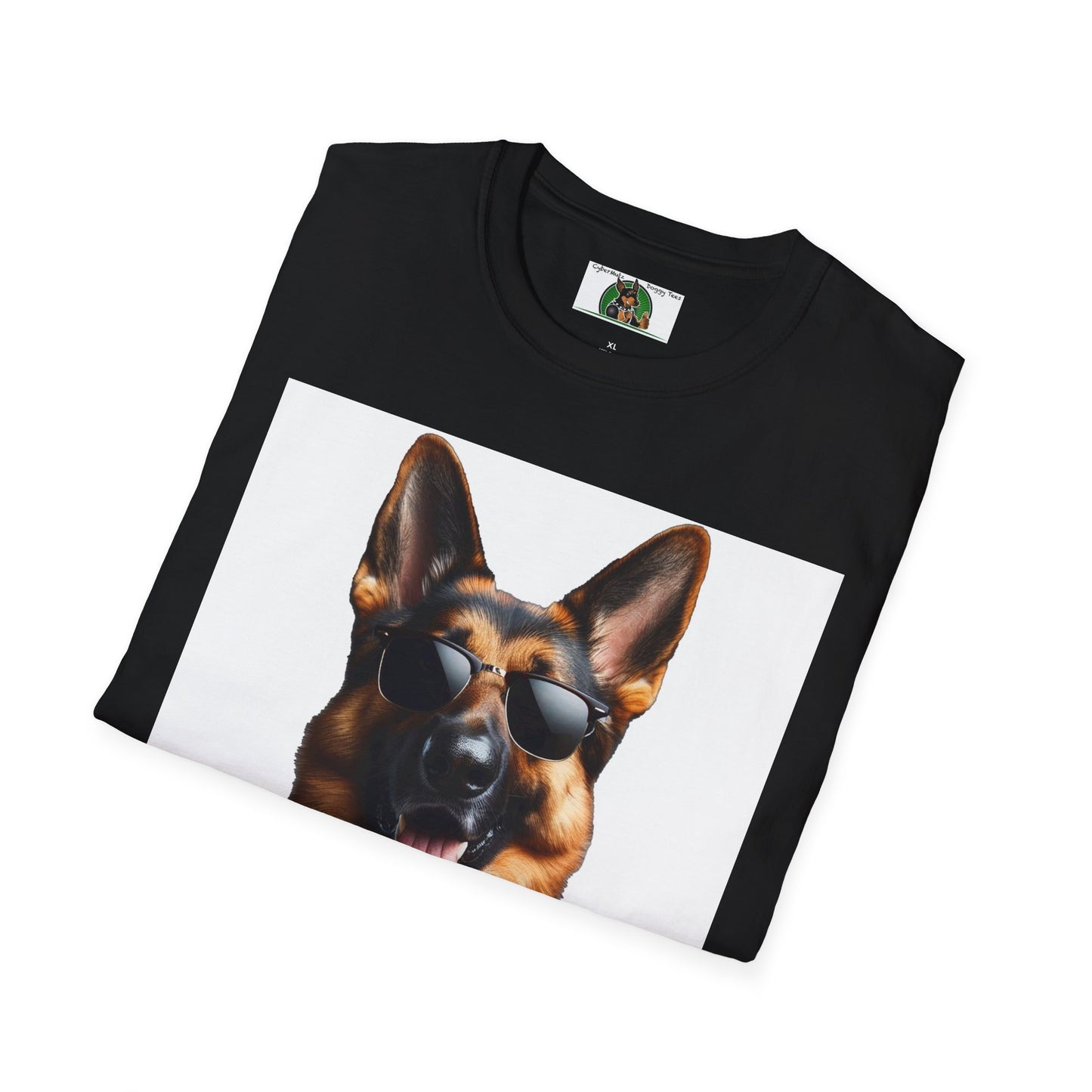 German Shepherd in Suit and Sunglasses Unisex Softstyle T-Shirt