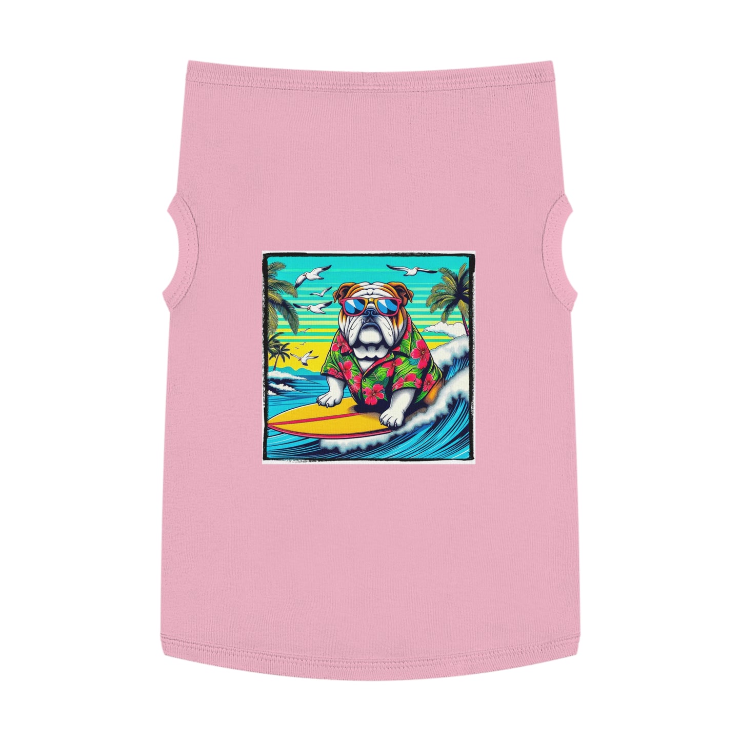 Pet Tank Top Bulldog wave crashing t shirt Pets Printify XL Pink