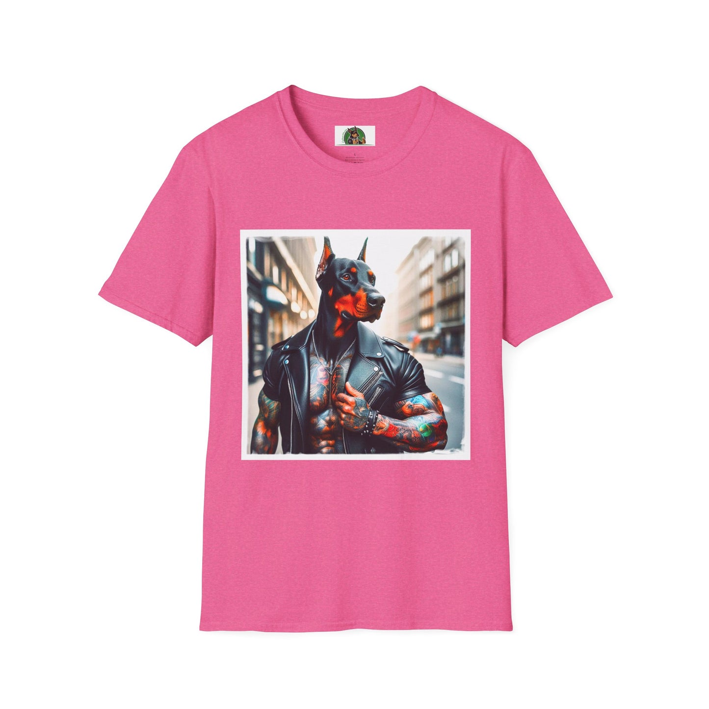 Doberman tough guy t shirt T-Shirt Printify S Heather Heliconia