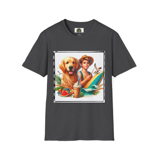 Golden Retriever boy and handsome puppy T-Shirt Printify XS Dark Heather