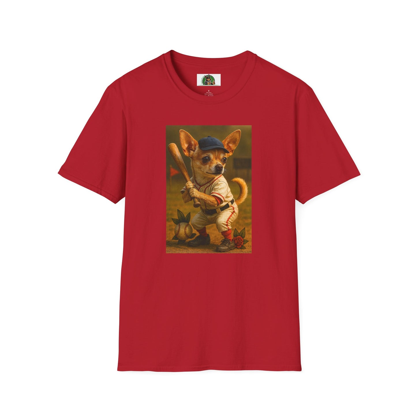 Chihuahua Baseball T-Shirt Sports T-Shirt Printify Cherry Red S