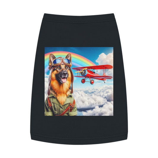 German Shepherd airplane pilot shirt Pets Printify M Black