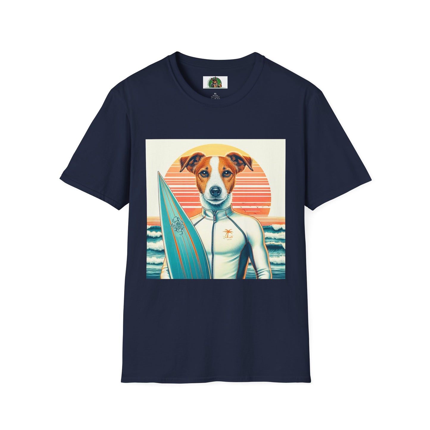 Jack Russell Wet Suit Surfer T-Shirt Printify S Navy