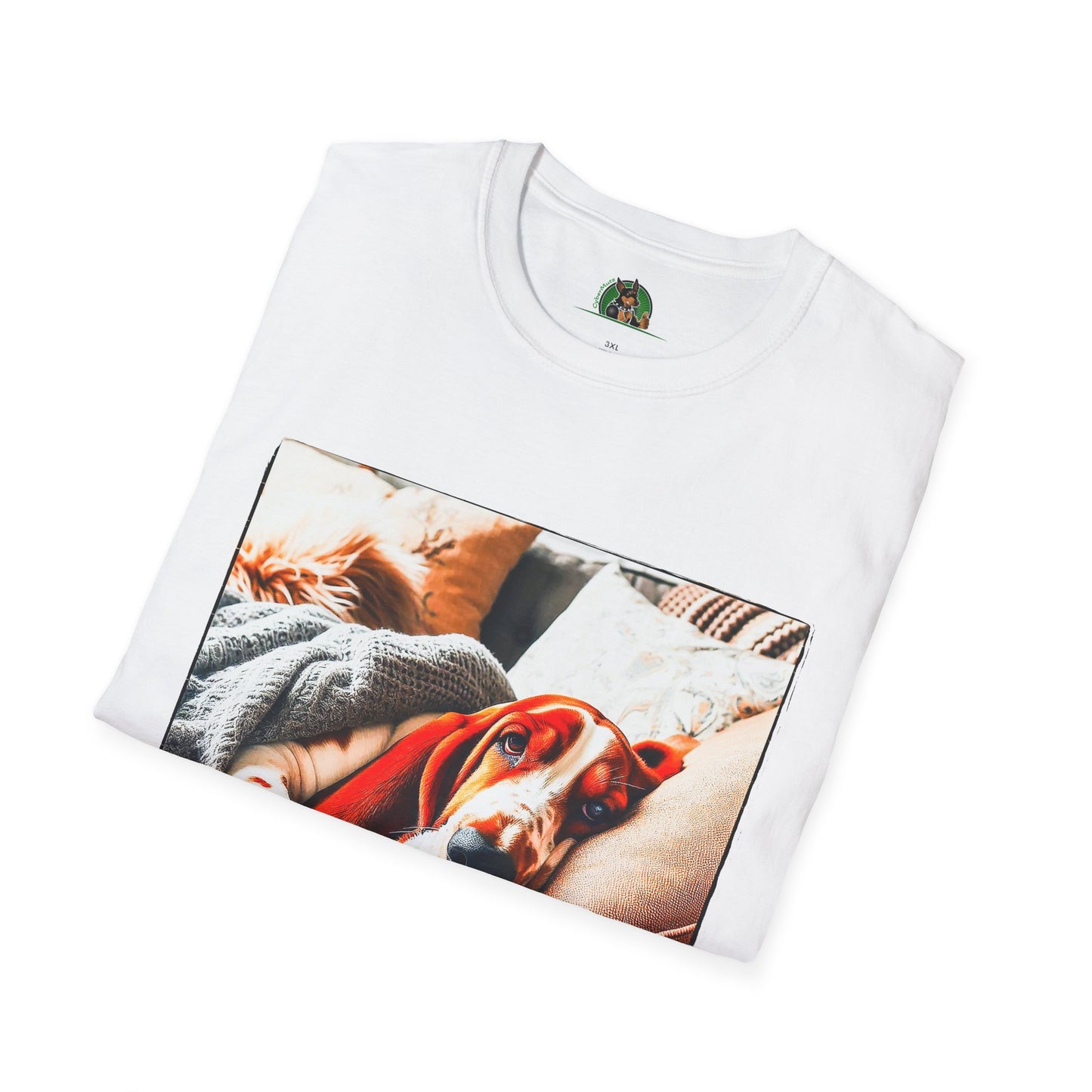 Basset Hound Snoozing On Couch T-Shirt Printify