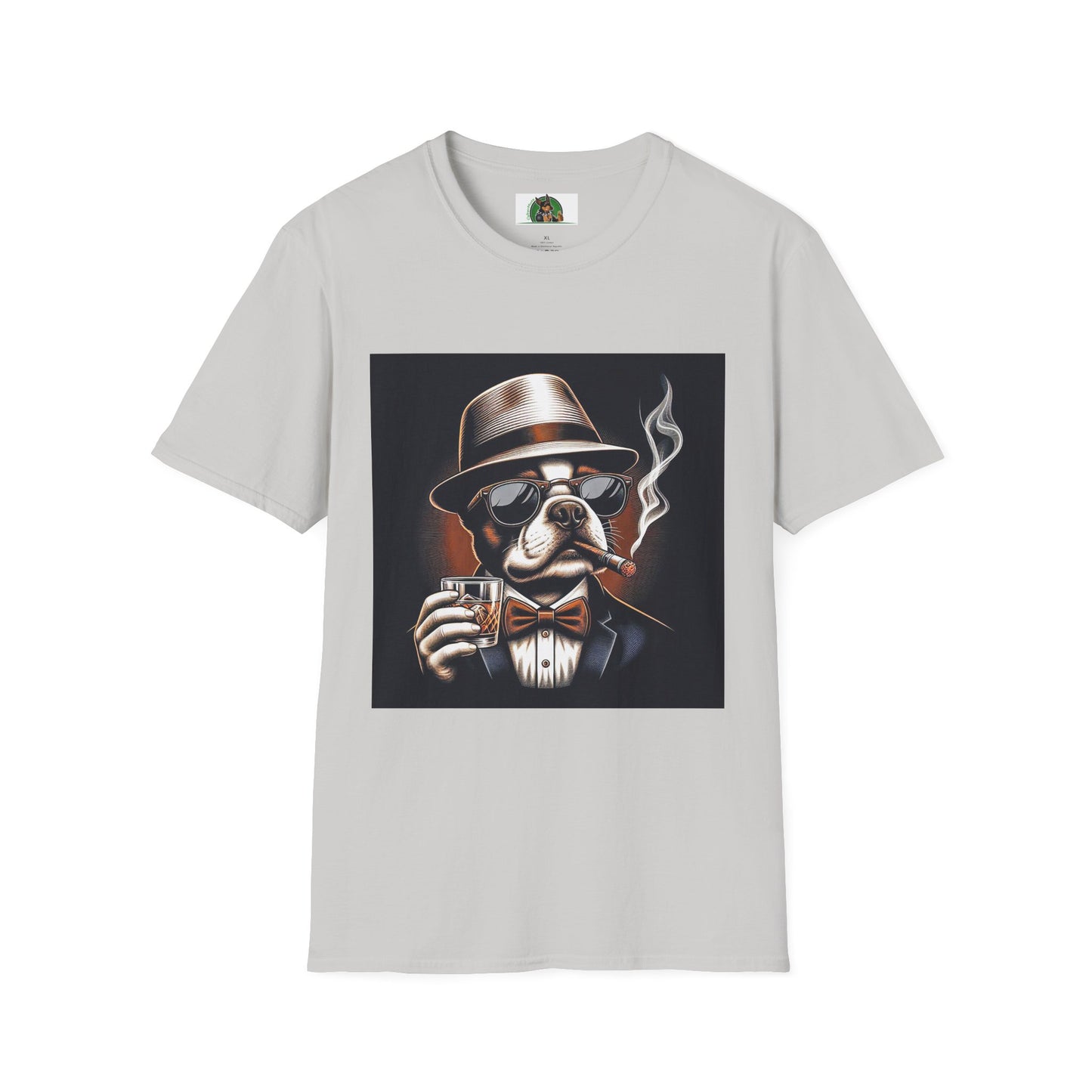 Boston Terrier Smoking T-shirt T-Shirt Printify S Ice Grey 