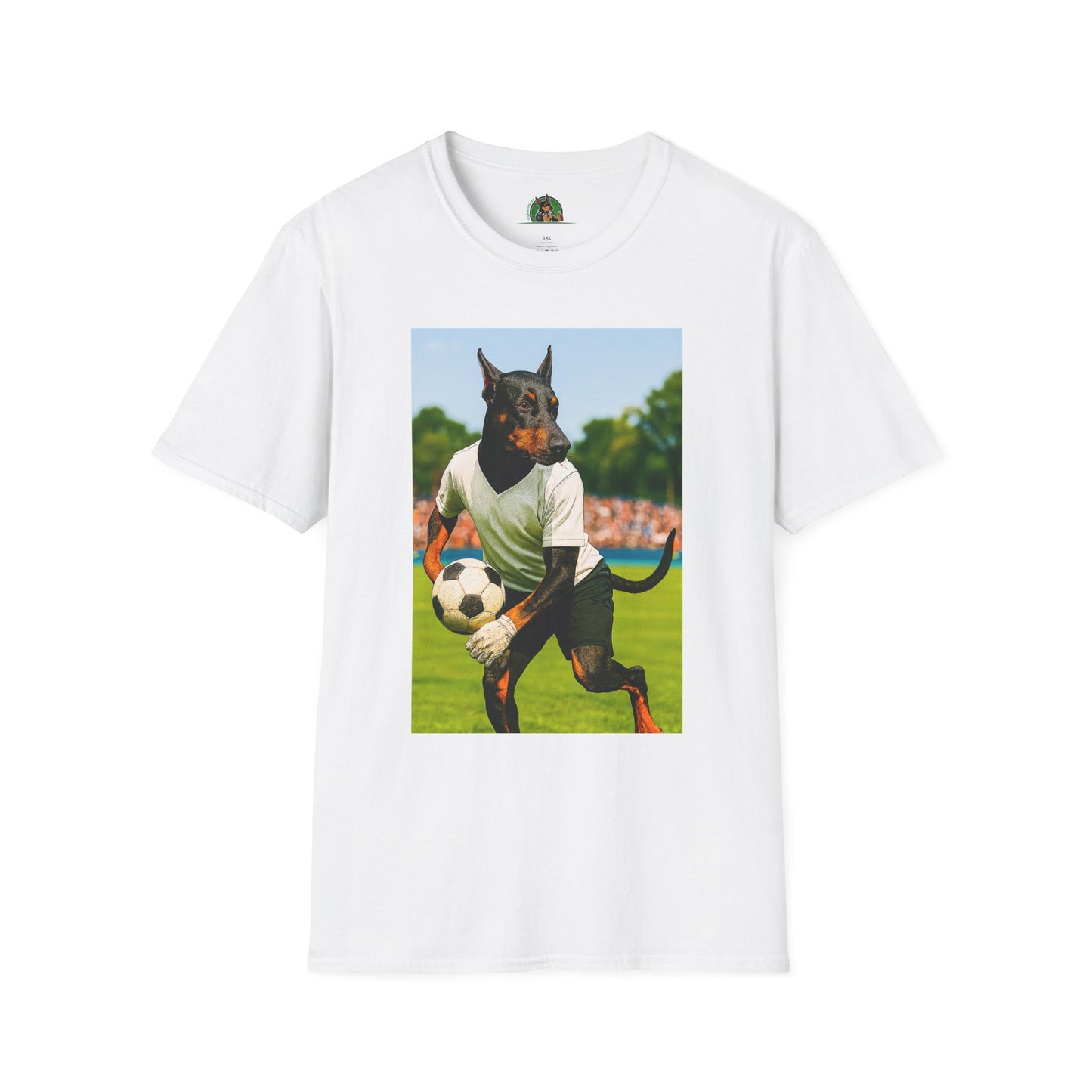 Soccer Doberman Sports T-Shirt T-Shirt Printify White XS