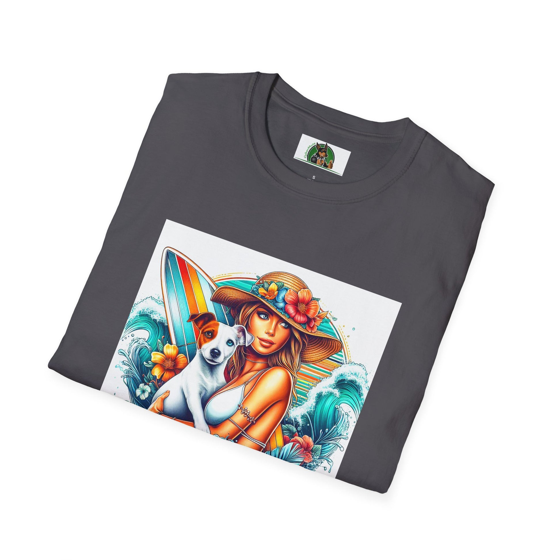 Jack Russell W/Beach Girl T-Shirt Printify