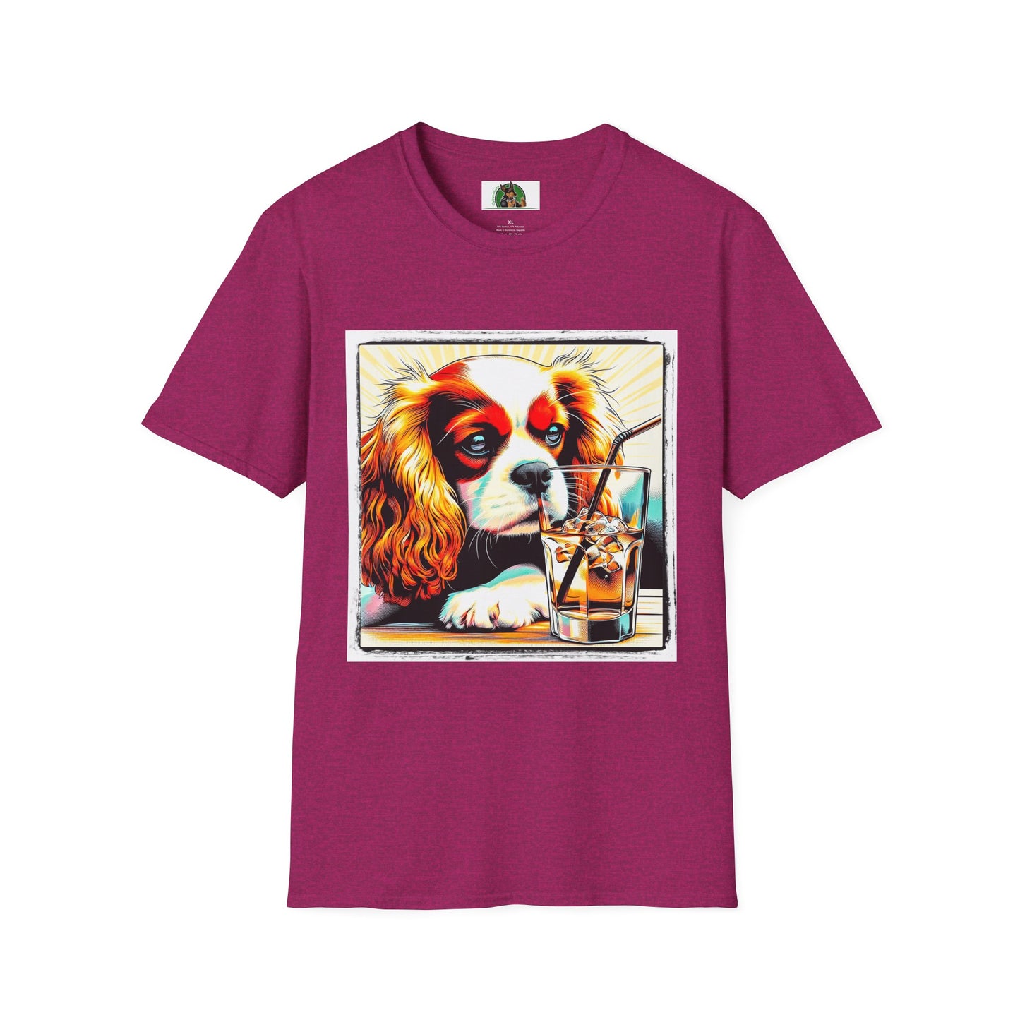 Cavalier King Charles Spaniel Sipping Tea TShirt T-Shirt Printify S Antique Heliconia