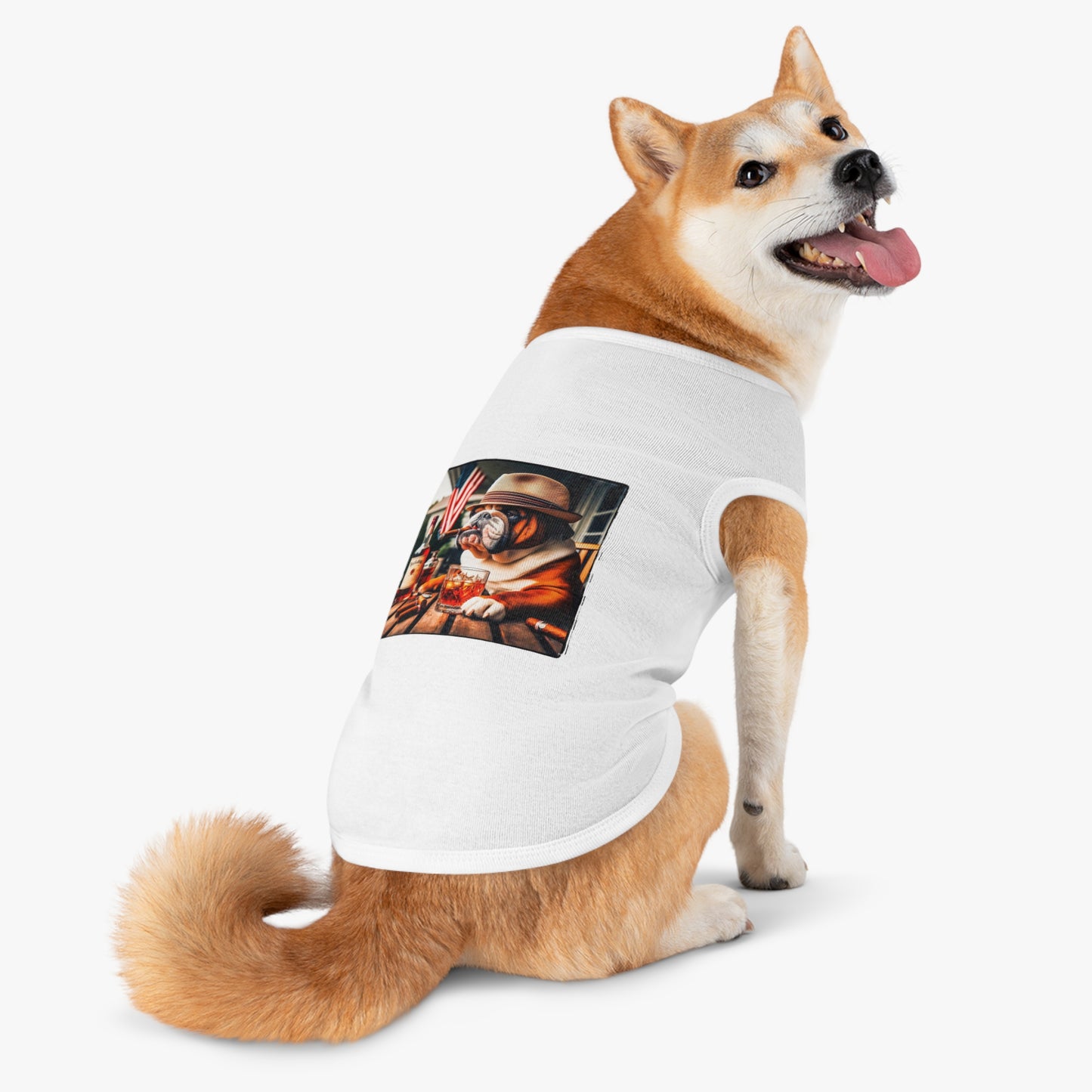 Pet Tank Top Bulldog cigar chilling t shirt