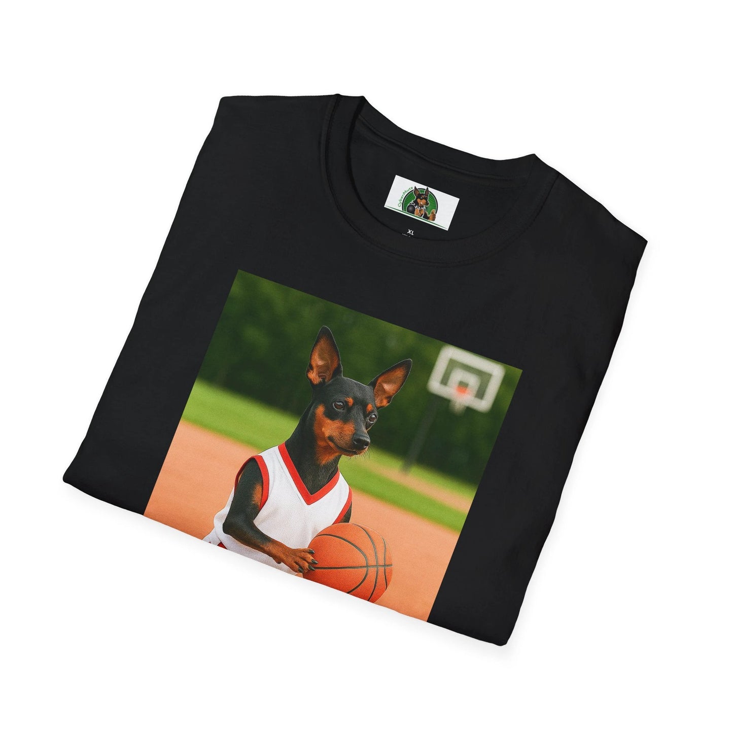 Miniature Pinscher (Min Pin) Basketball T-Shirt — Dog Lover Sports Tee by Printify