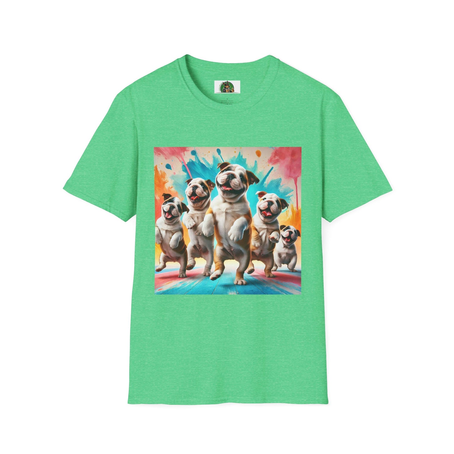 Bulldog Dancing T-Shirt T-Shirt Printify S Heather Irish Green