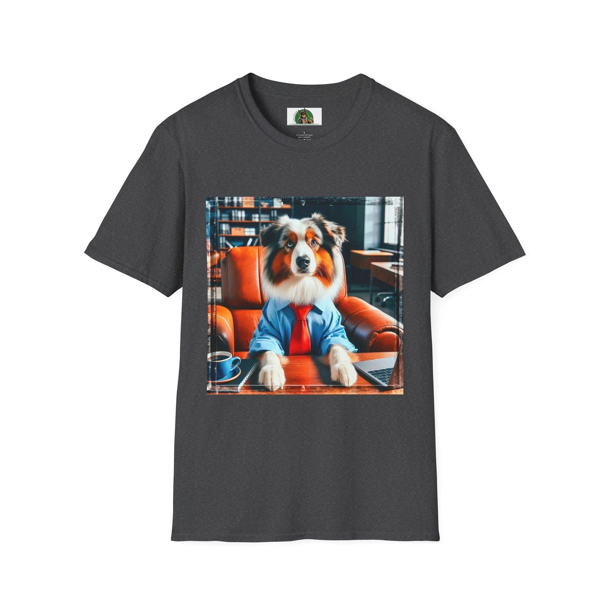 Australian Shepherd Boss Dog T-Shirt Printify XS Dark Heather