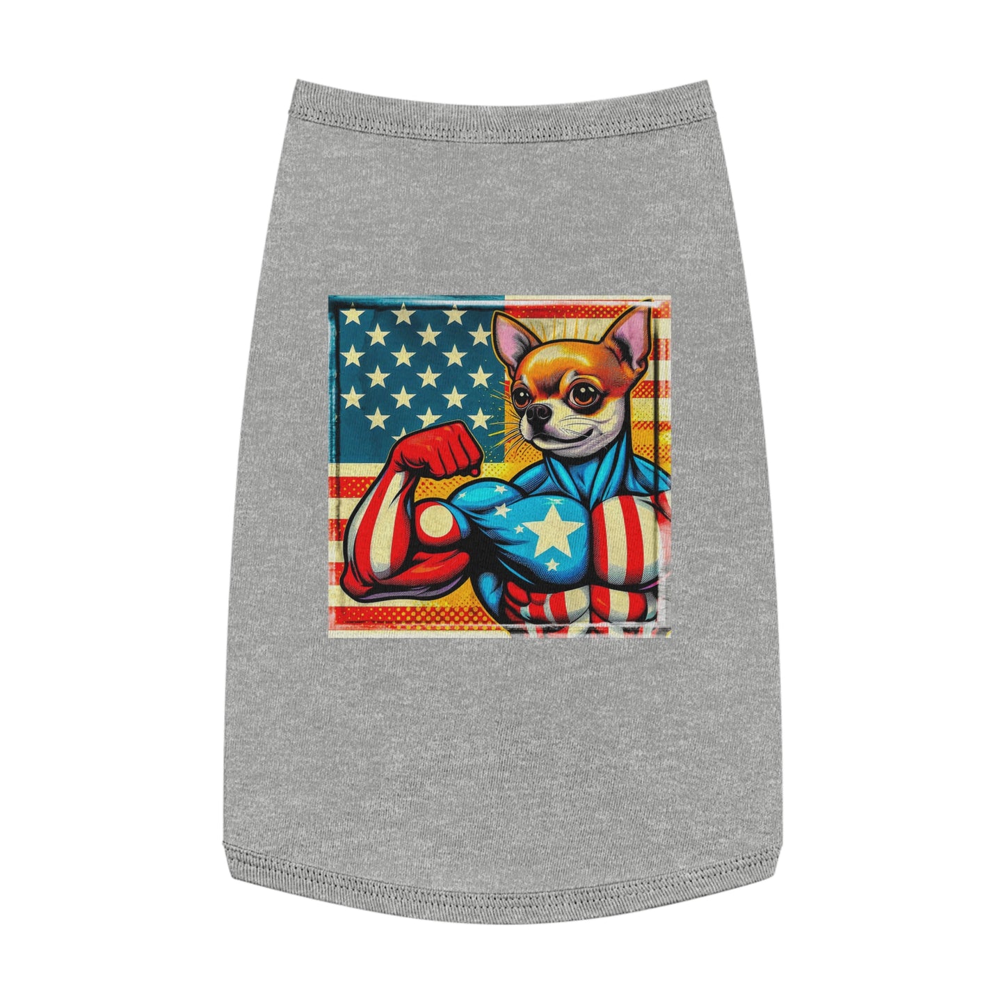 Pet Tank Top Chihuahua American hero t shirt Pets Printify L Heather