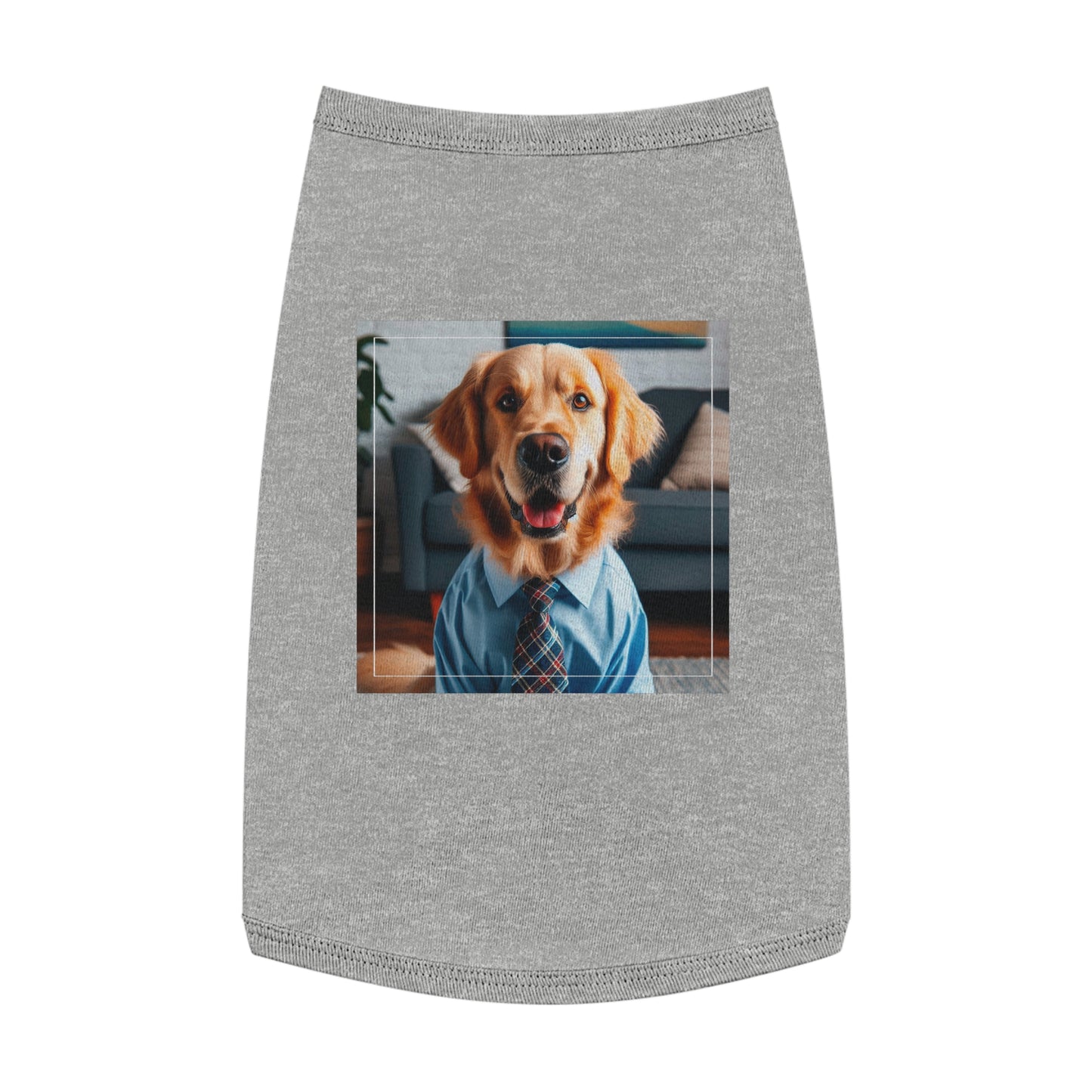 Golden Retriever suit and tie tsnk top Pets Printify L Heather