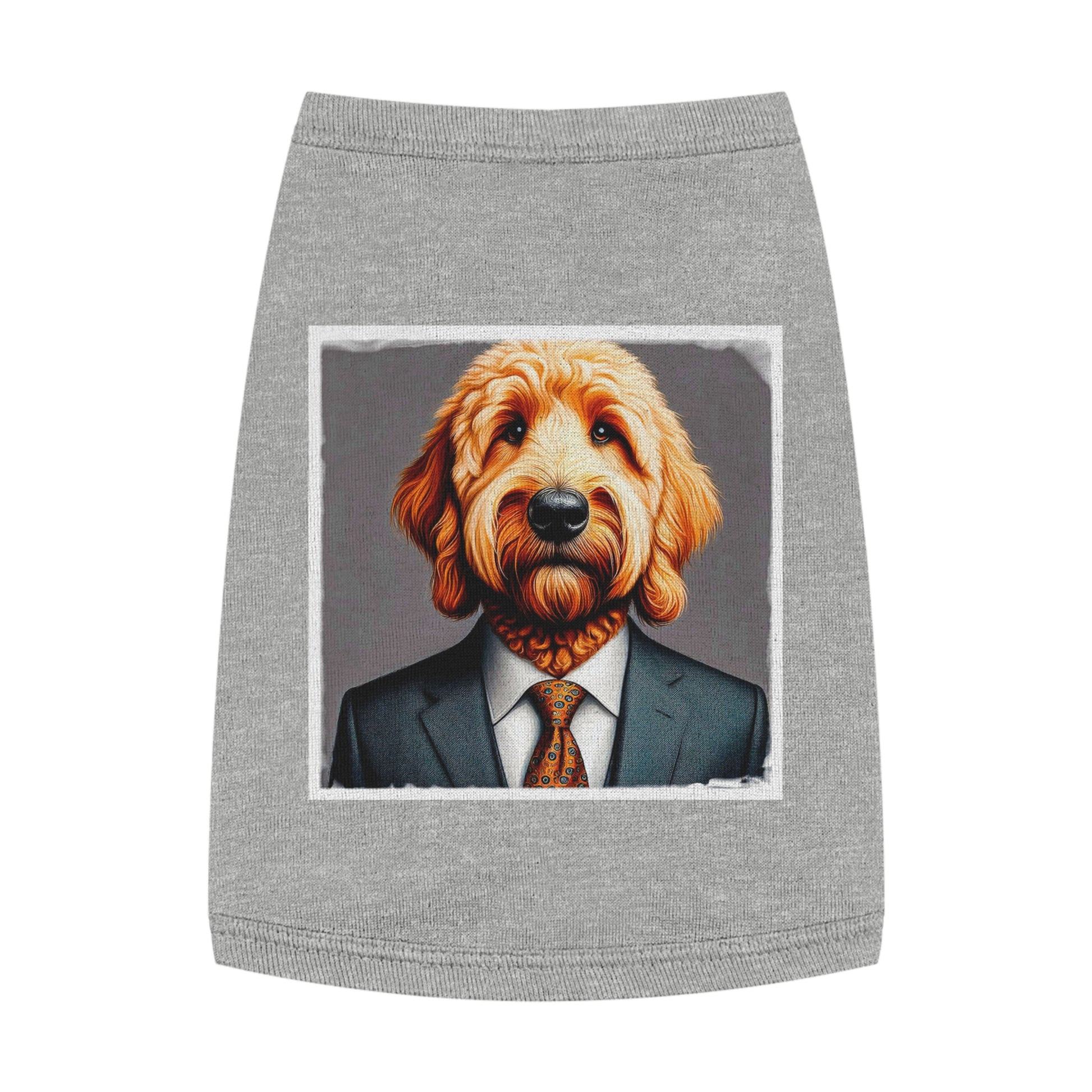 Pet Tank Golden Doodle working businessman shirt Pets Printify M Heather