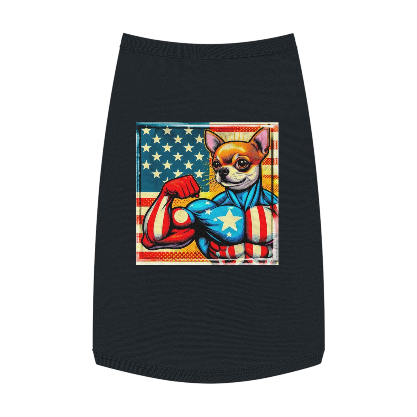 Pet Tank Top Chihuahua American hero t shirt Pets Printify