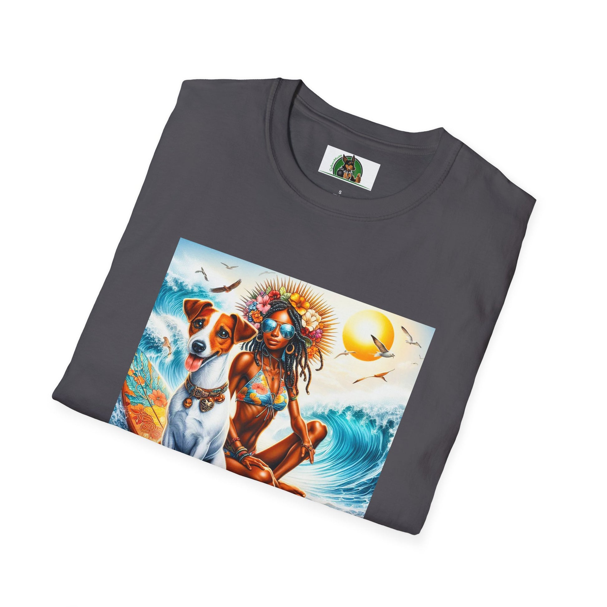 Jack Russell Surfer Girl T-Shirt Printify