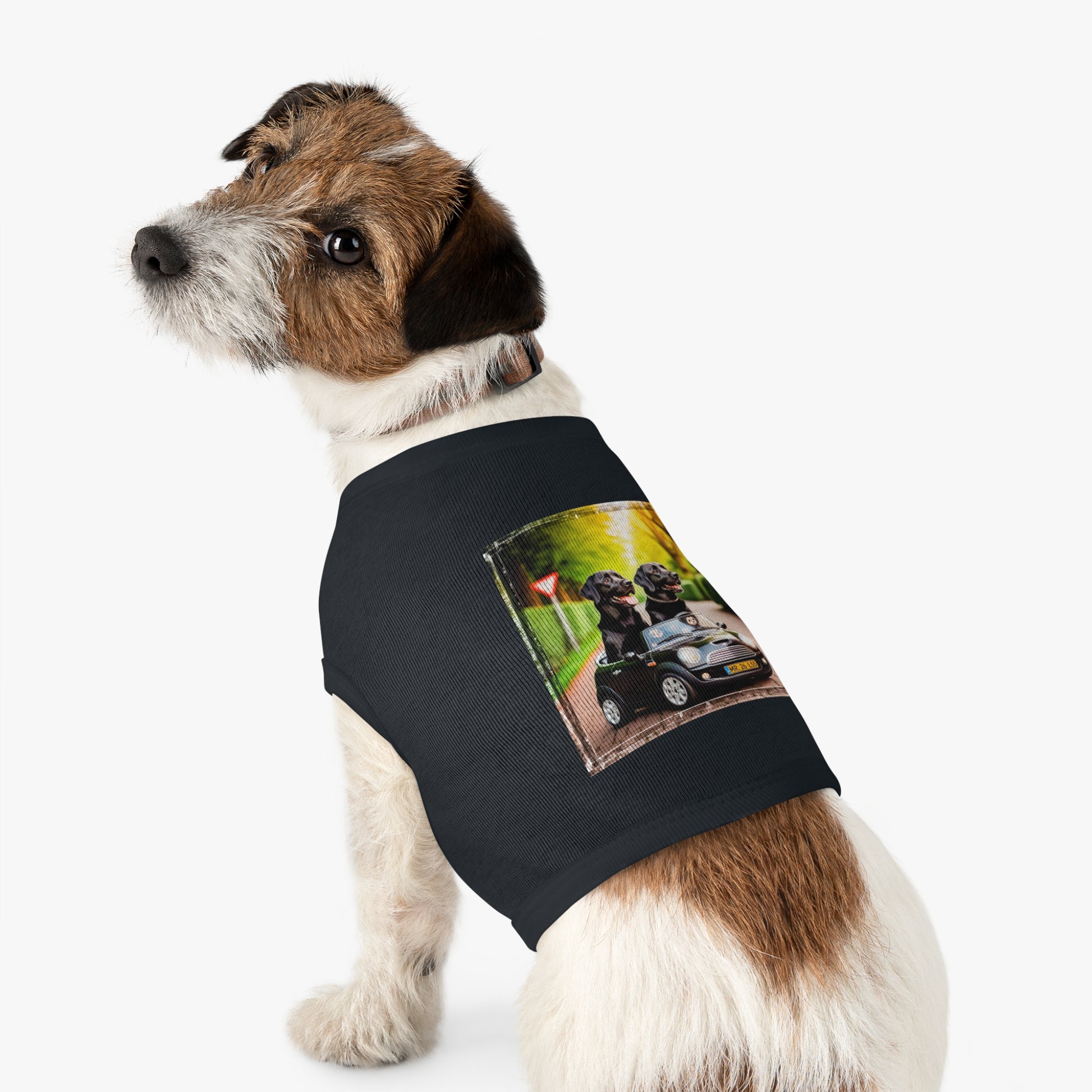 Labrador Retriever two friends tiny car shirt Pets Printify