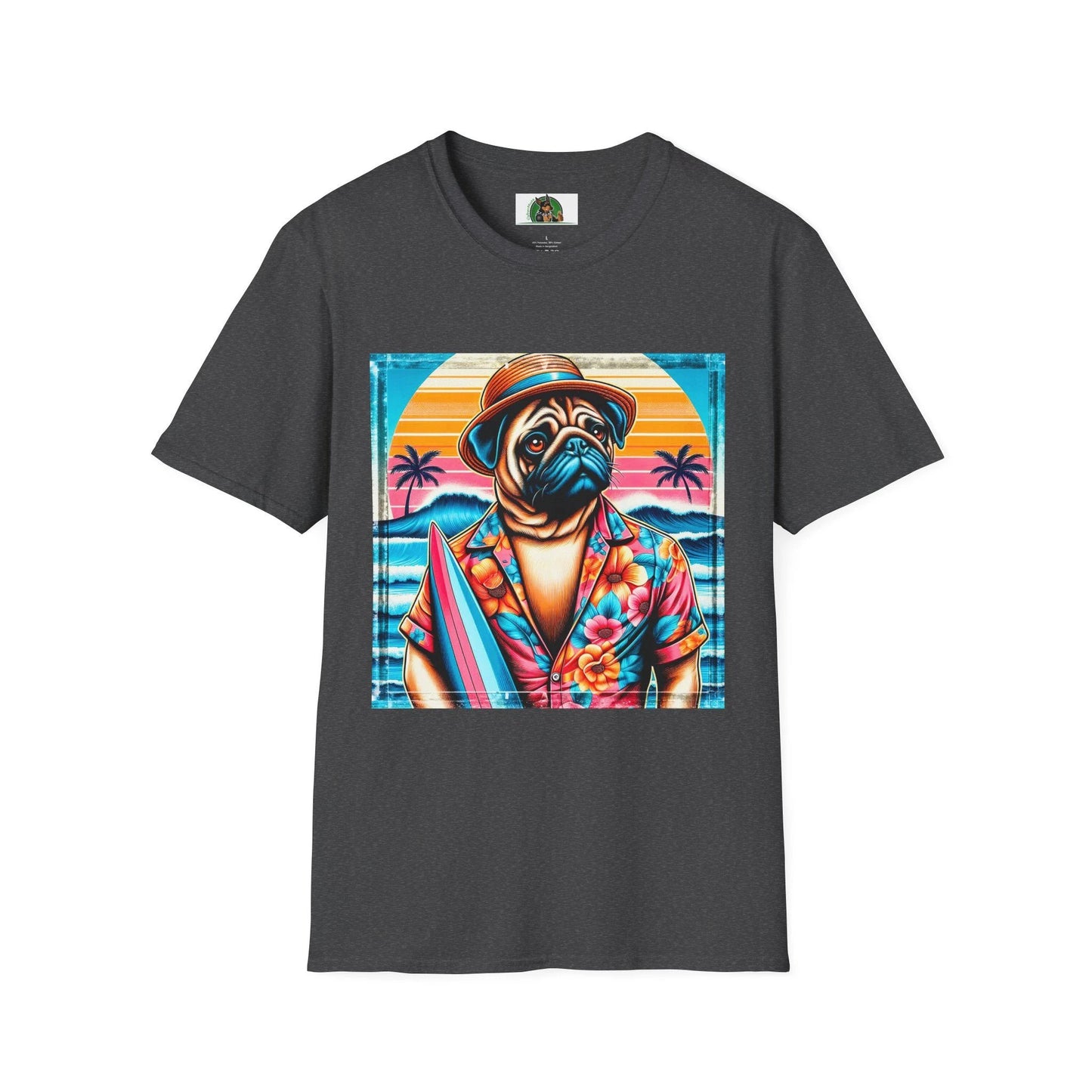 Surfer Pugs T-Shirt T-Shirt Printify XS Dark Heather