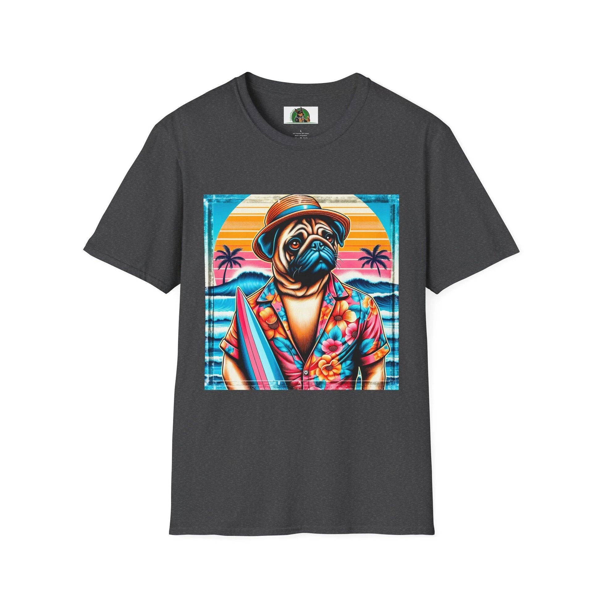 Surfer Pugs T-Shirt T-Shirt Printify XS Dark Heather
