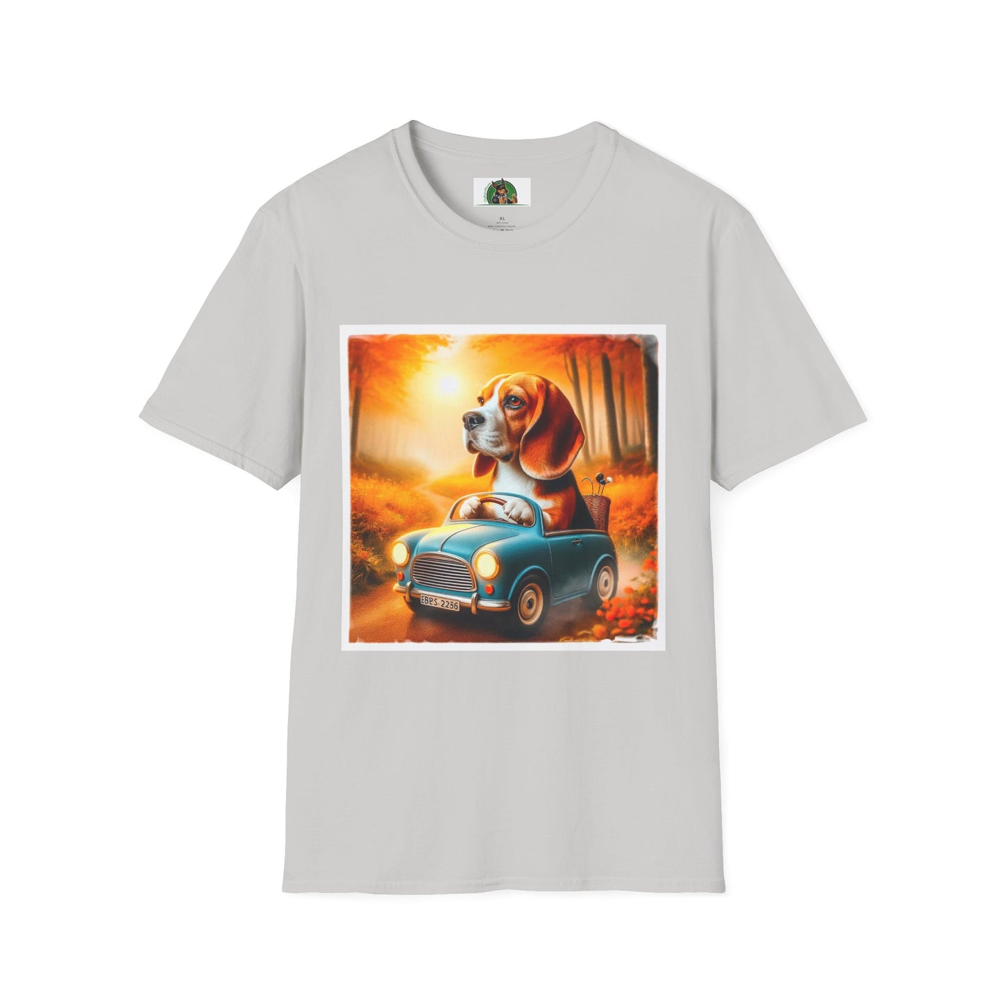 Wacky Beagle Dog Driving Tiny Car T-Shirt Printify S Ice Grey 