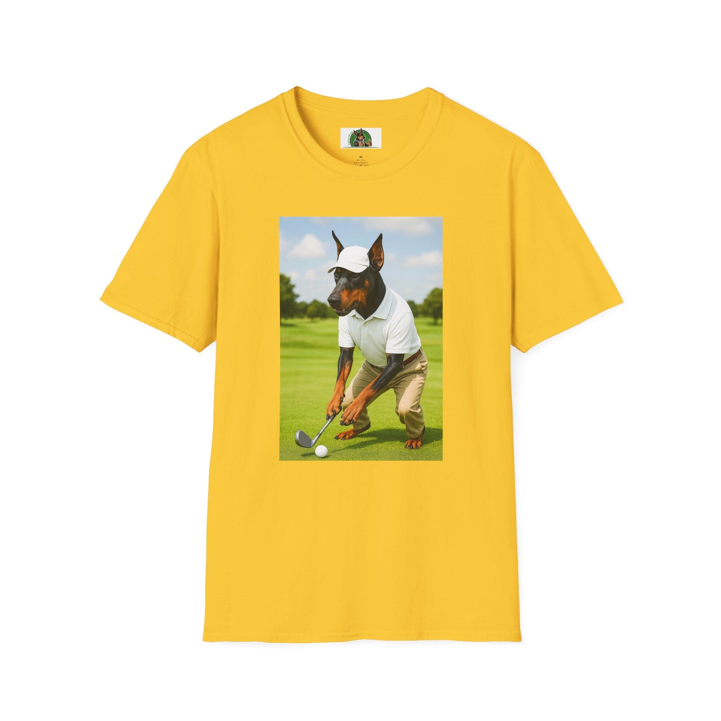 Golf Doberman Sports T-Shirt T-Shirt Printify Daisy S