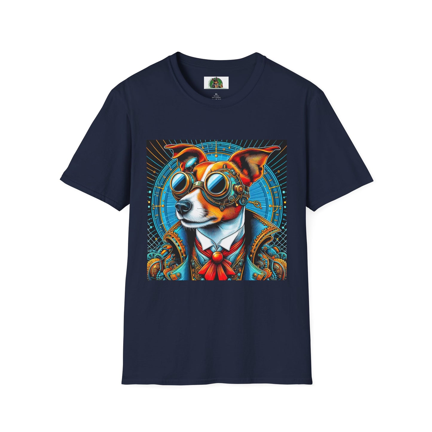Jack Russell Blue Steampunk Dog T-Shirt Printify S Navy
