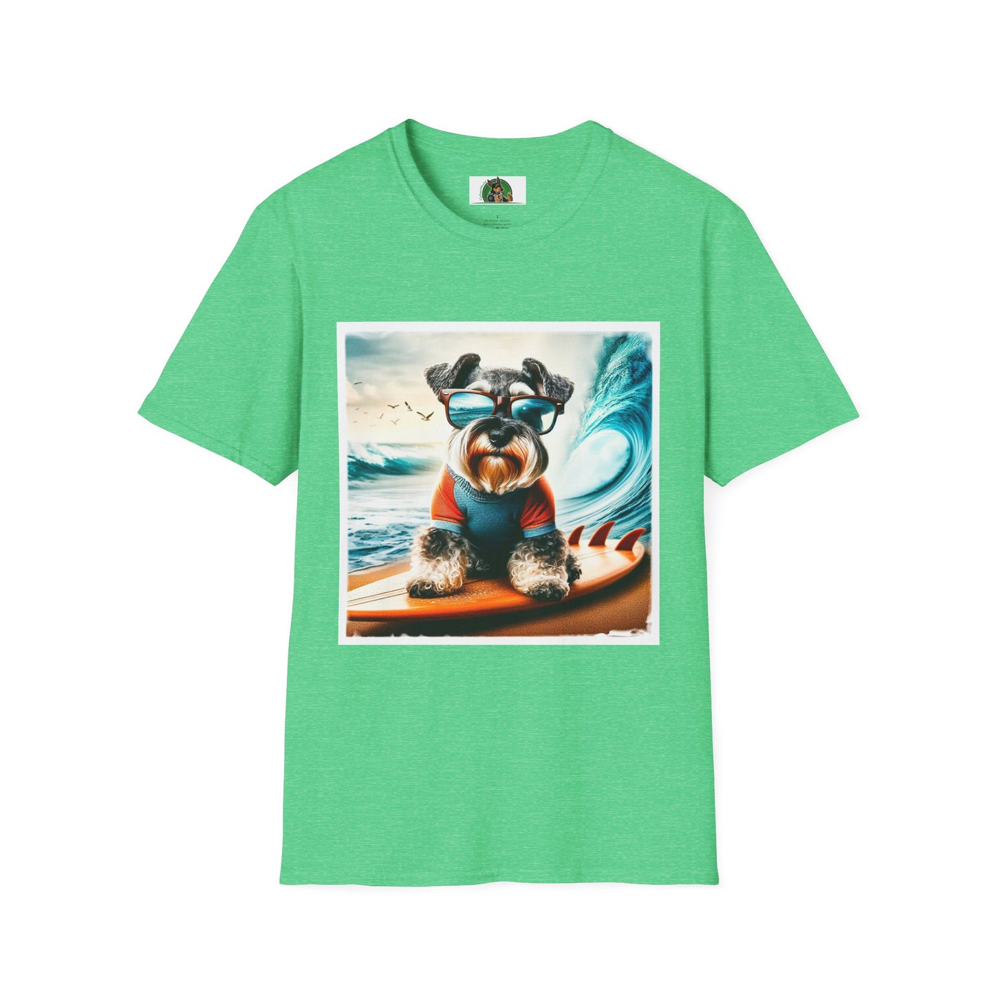 Schnauzer T-Shirt with Miniature Schnauzer Design T-Shirt Printify S Heather Irish Green 