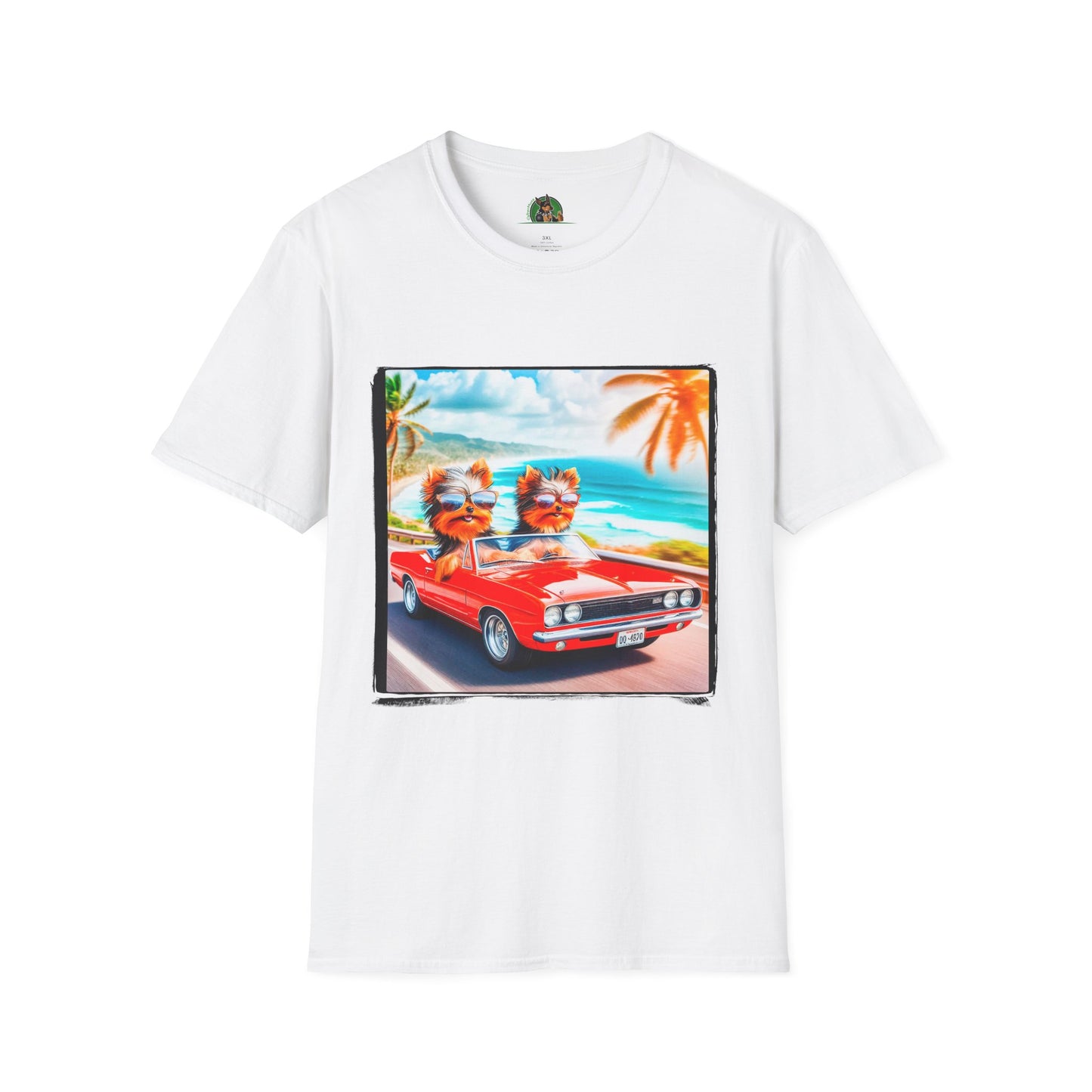 Yorkie beach cruising shirt T-Shirt Printify XS White