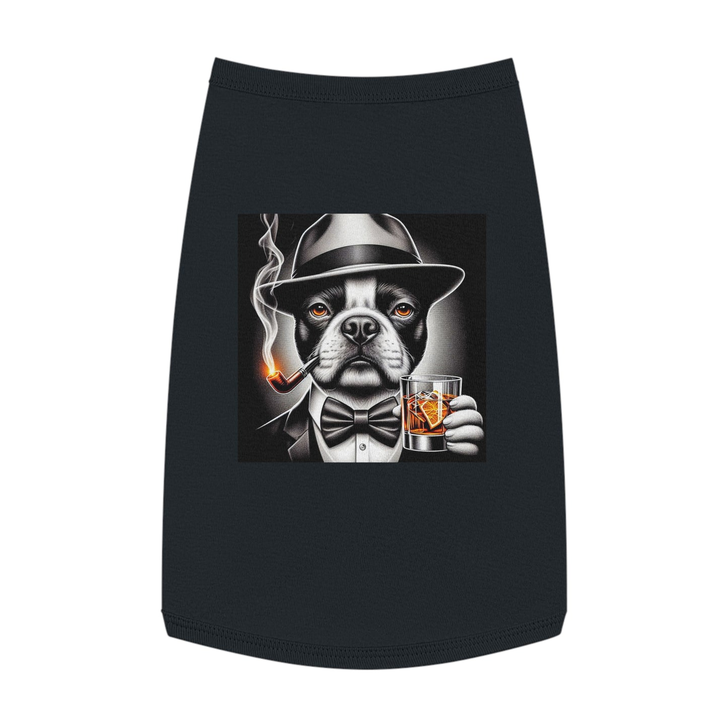 Pet Tank Top Boston Terrier Smoking Pipe Pets Printify L Black 