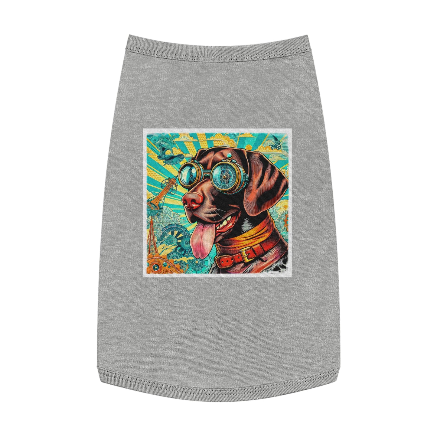 German Shorthaired Pointer blue and yellow striped steampunk Pets Printify L Heather