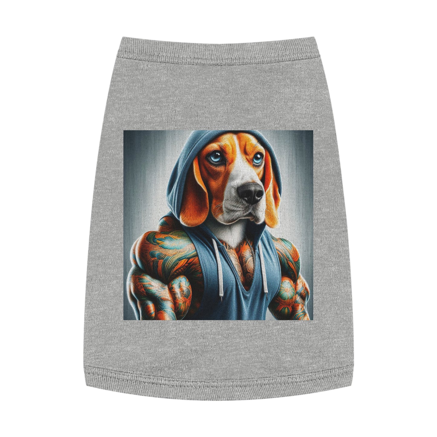 Pet Tank Top Beagle Muscle Dog In Hoodie Pets Printify M Heather 